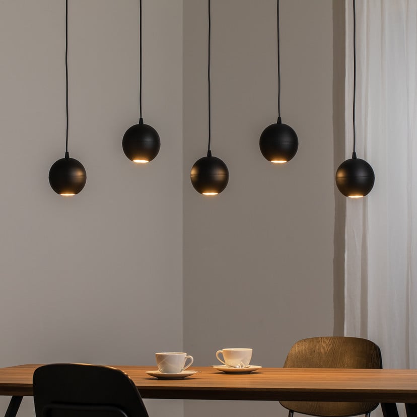 lampenwelt Pendelleuchte Midnight ganz in Schwarz 5-flammig Kostenloser Versand international