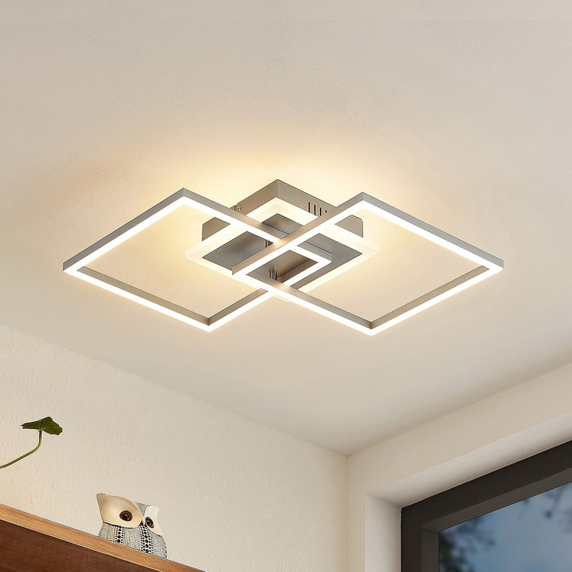 lampenwelt Lindby LED-Deckenlampe Fjardo eckig silber CCT Remote Begrenzt auf 3 Tage