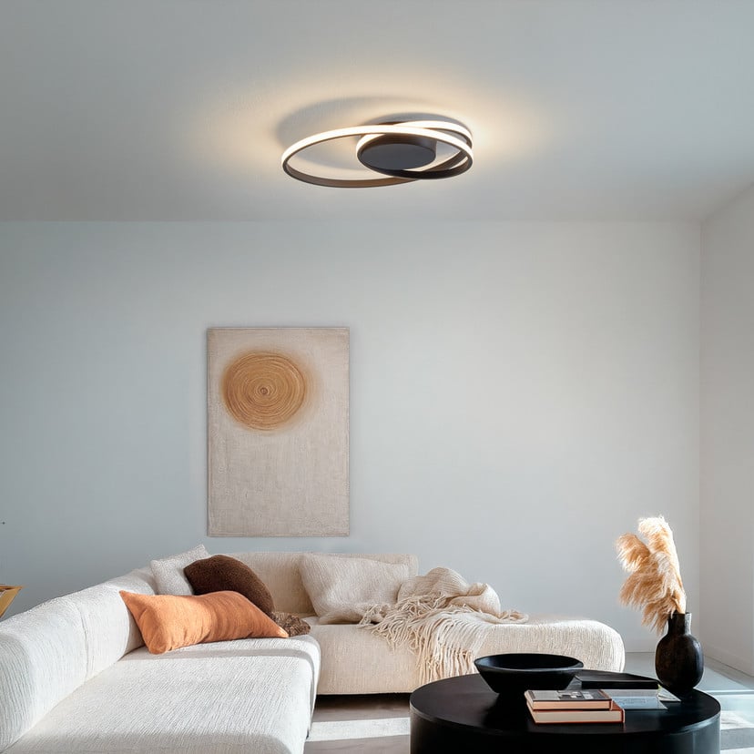 lampenwelt Lindby LED-Deckenleuchte Youna schwarz Alu 39 cm dimmbar zollfrei