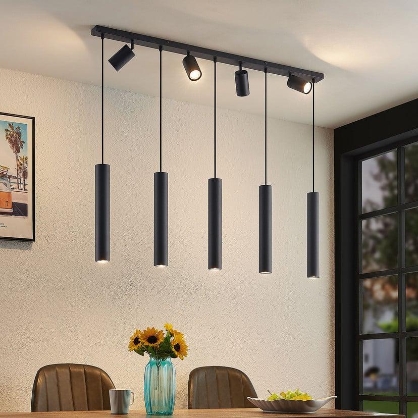 lampenwelt Lindby Hängeleuchte Sanad 116 cm 9-flg. schwarz GU10 50% Rabatt für begrenzte Zeit