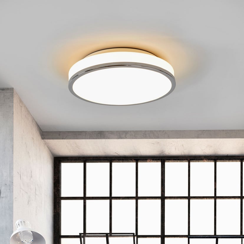 lampenwelt Lindby LED-Deckenleuchte Lyss Ø 28 cm chromfarben IP44 2025