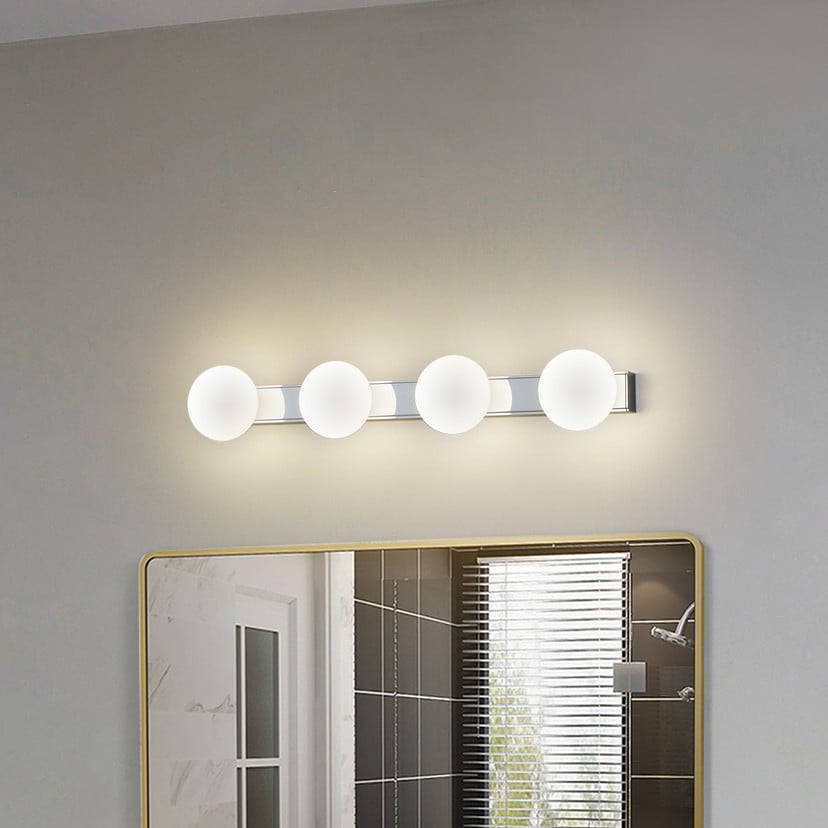 lampenwelt Lucande LED-Bad-Wandlampe Myrra chrom Glas 60 cm IP44 Fabrikverkauf