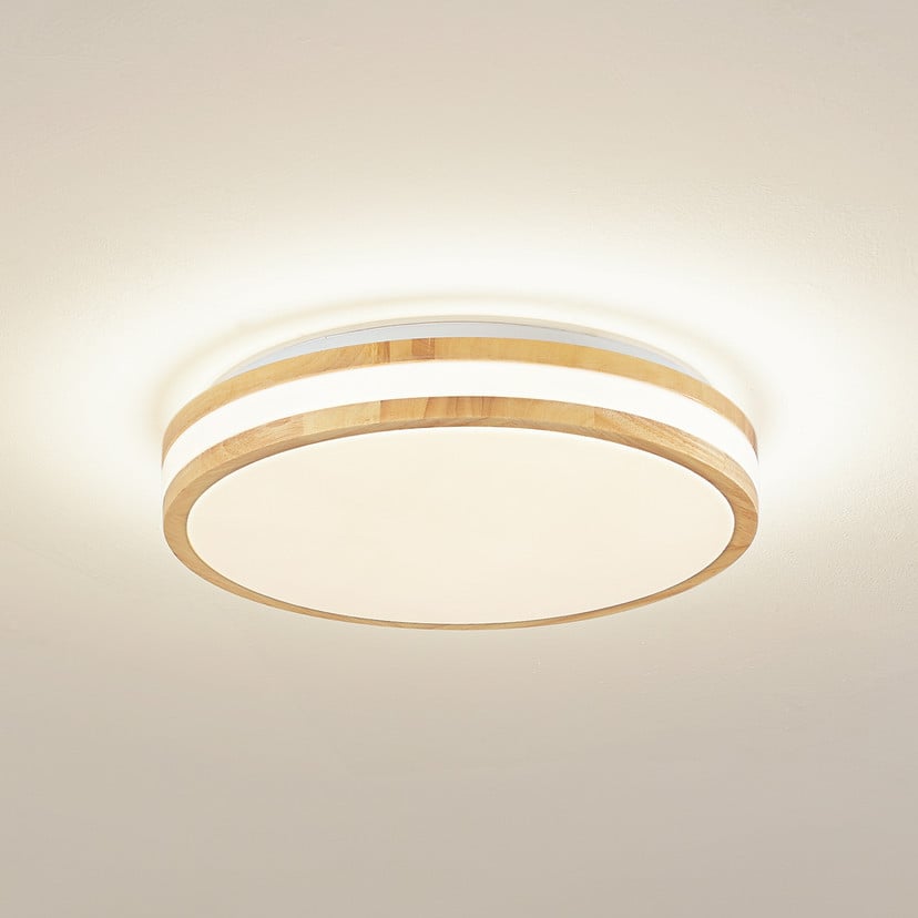 lampenwelt Lindby LED-Deckenlampe Emiva Ø 39 5 cm CCT Holz Fabrik Onlineshop