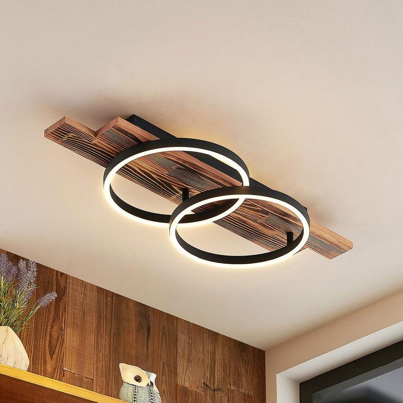 lampenwelt Lindby LED-Deckenleuchte Sentoa Holz 75 cm lang 3.000 K Sonderangebot