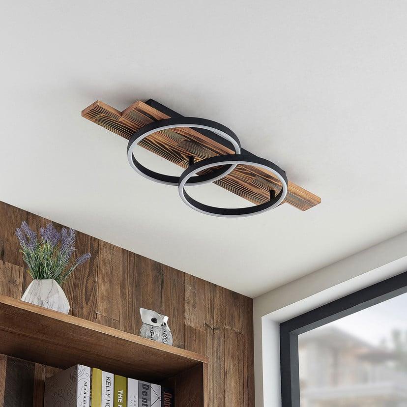 lampenwelt Lindby LED-Deckenleuchte Sentoa Holz 75 cm lang 3.000 K Sonderangebot