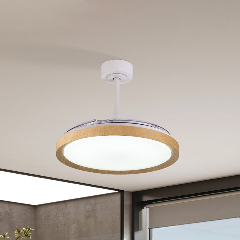 lampenwelt LED-Deckenventilator Mistral Holzdekor DC leise Ø 106 cm CCT Exklusivangebot