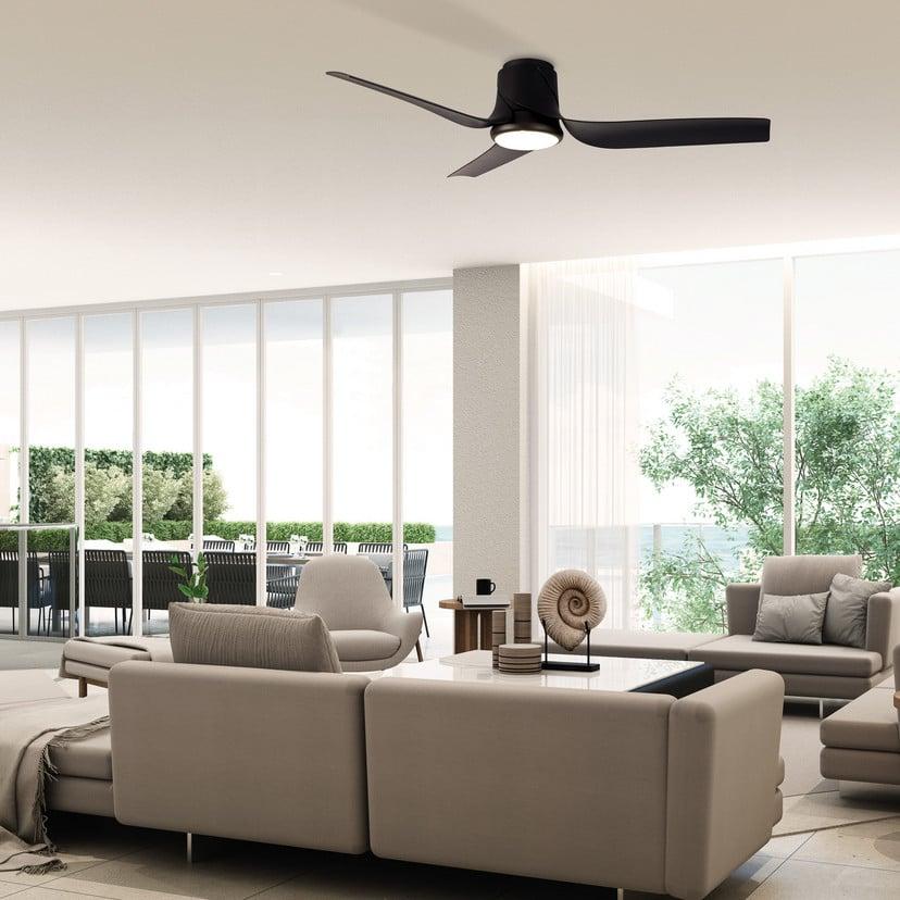 lampenwelt LED-Deckenventilator Ushuaia schwarz DC leise Ø 134 cm CCT Muttertagsangebot