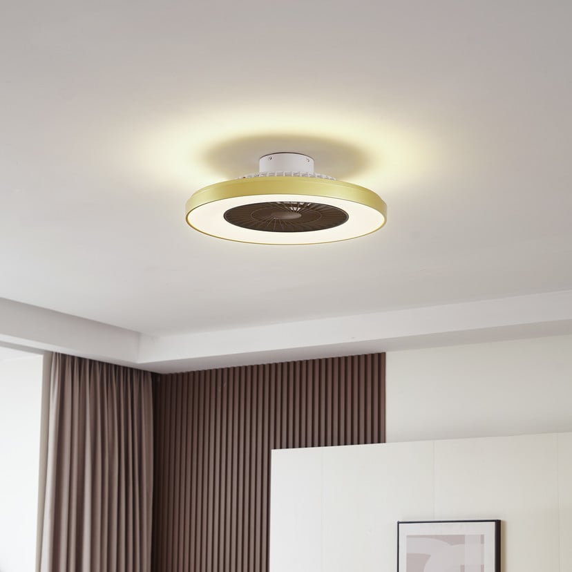lampenwelt Lindby LED-Deckenventilator Teleo messing DC leise Tuya Vatertagsangebot