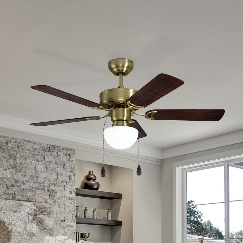lampenwelt Deckenventilator Cadiz E27 Zugschalter altmessing Bestseller
