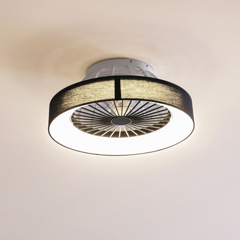lampenwelt Lindby LED-Deckenventilator Mace schwarz leise Ø 47 cm