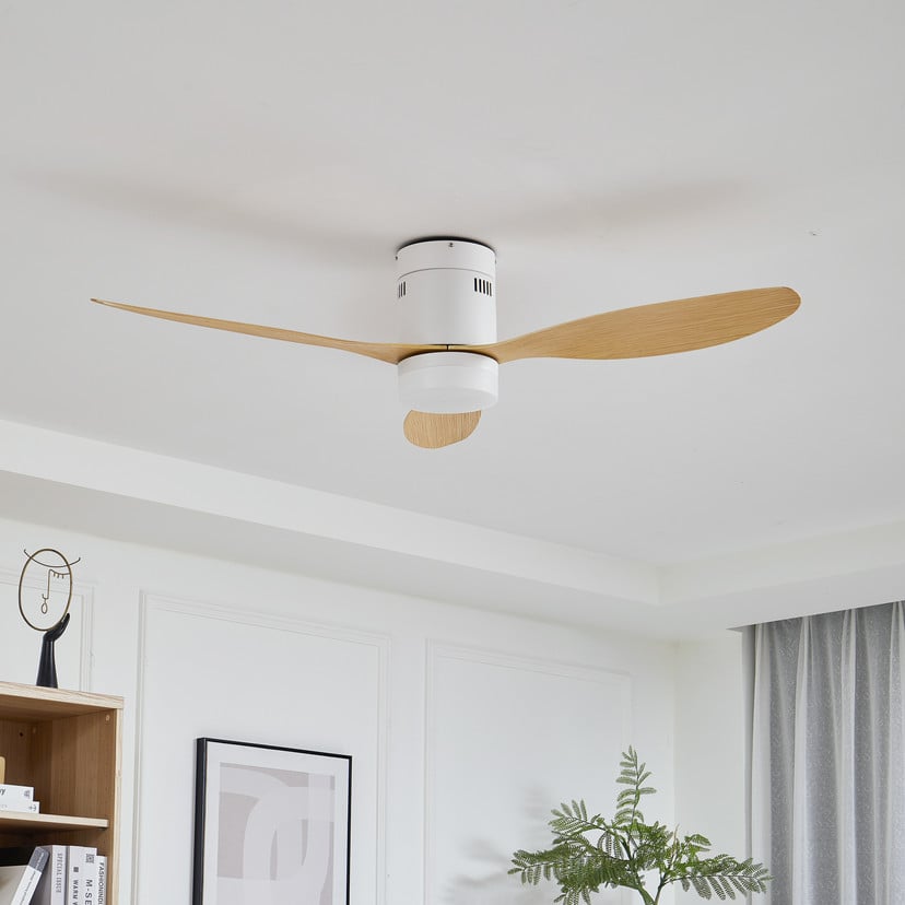 lampenwelt Lucande LED-Deckenventilator Kayu weiß DC leise 132 cm Kostenlose Rückgabe