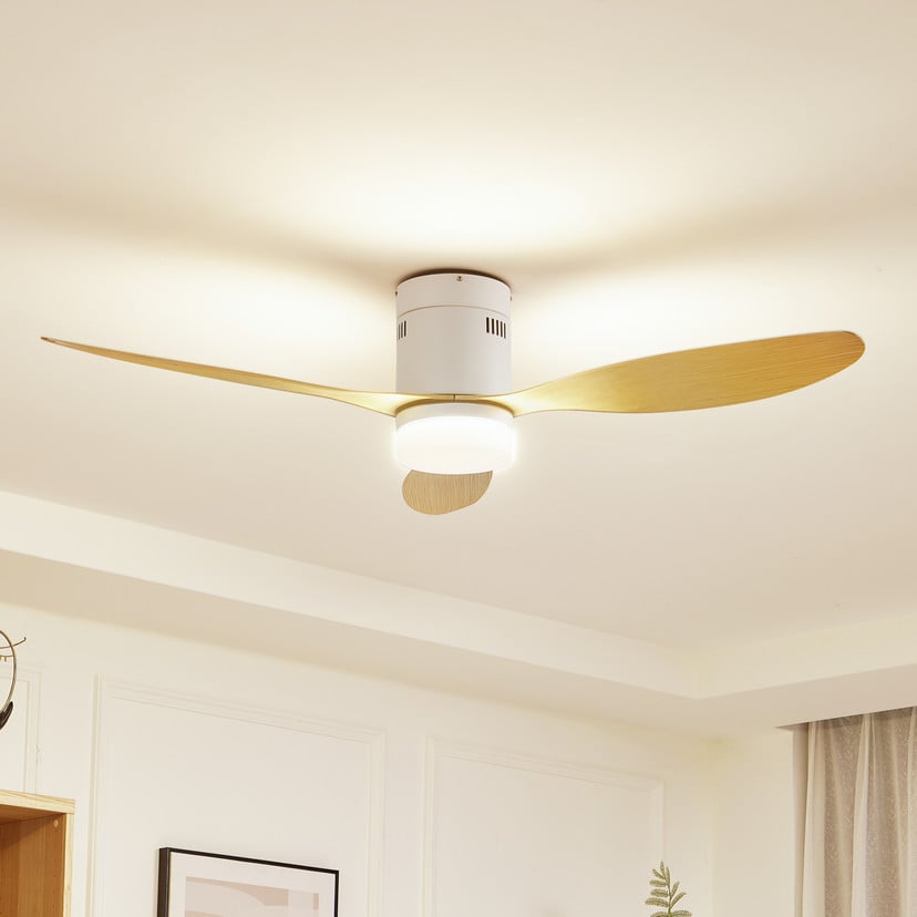 lampenwelt Lucande LED-Deckenventilator Kayu weiß DC leise 132 cm Kostenlose Rückgabe