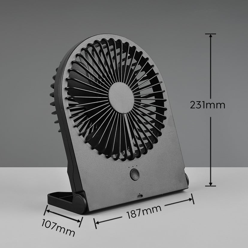 lampenwelt Akku-Tisch-Ventilator Breezy schwarz leise Neueste Stile