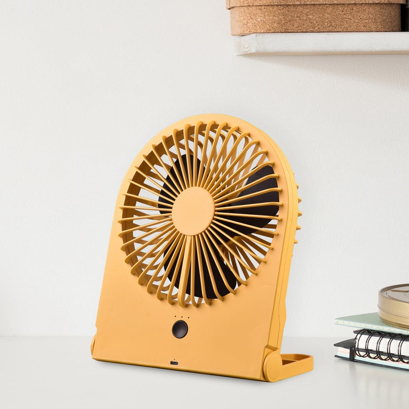 lampenwelt Akku-Tisch-Ventilator Breezy gelb