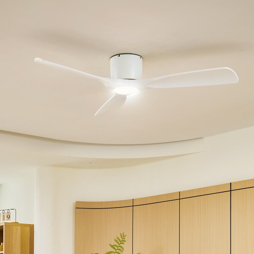 lampenwelt Lucande Smart LED-Deckenventilator Moneno weiß DC Tuya