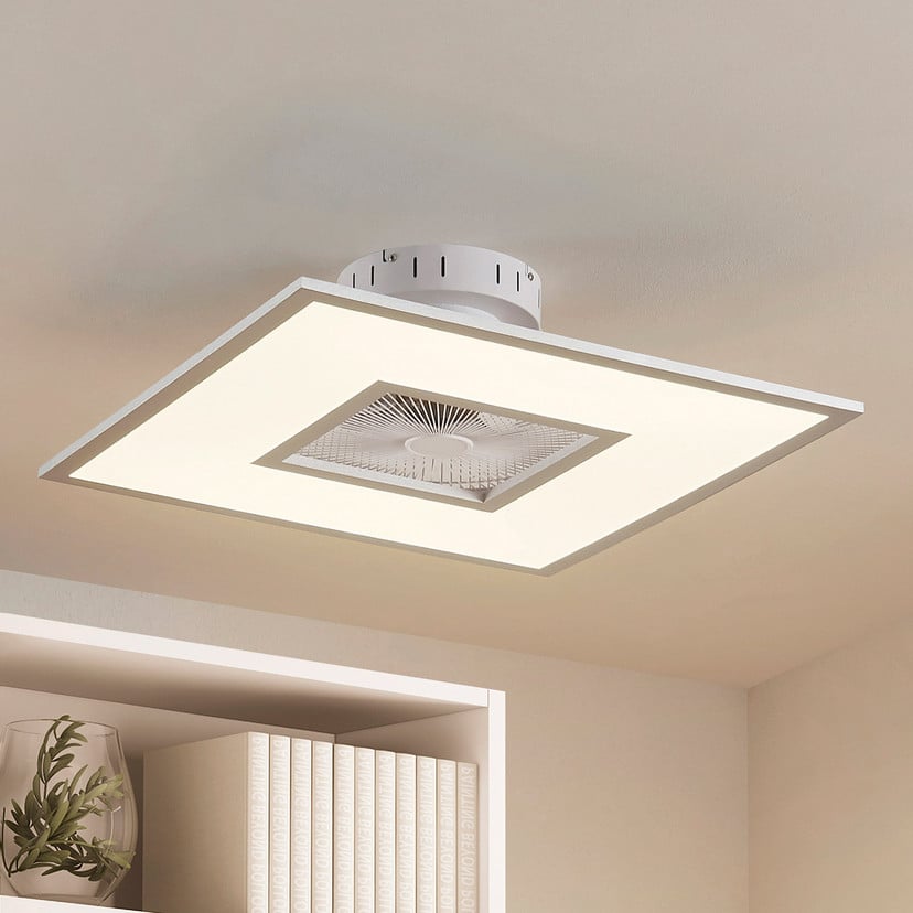 lampenwelt Lindby LED-Deckenventilator Romea eckig DC leise 60 cm